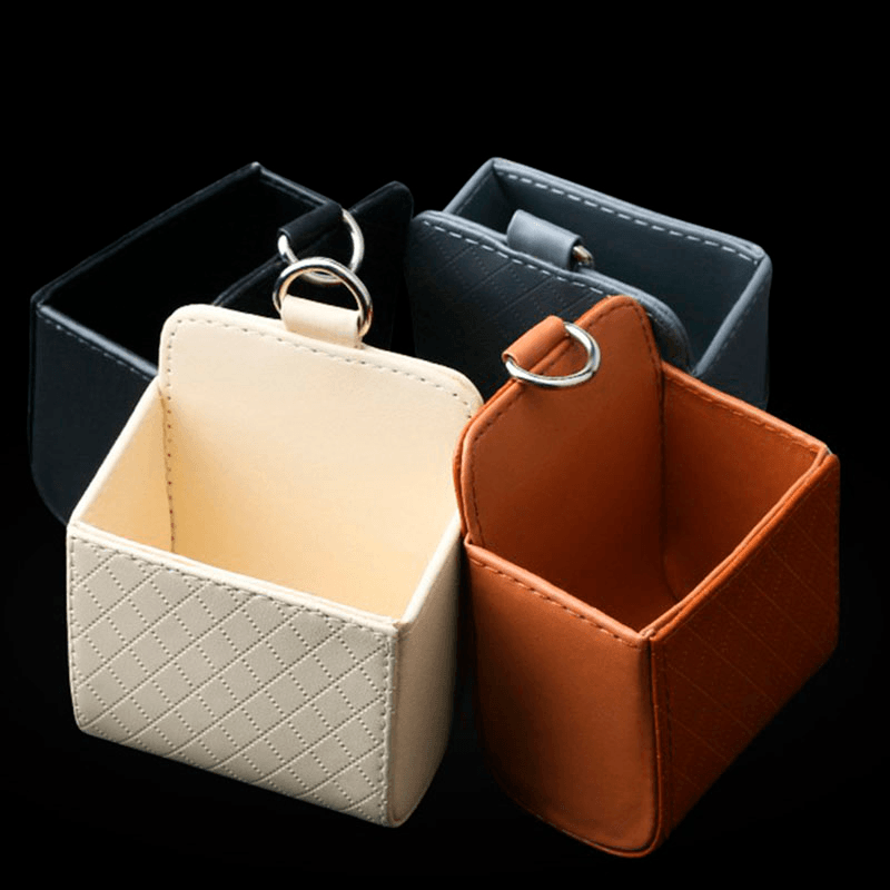 Suporte de couro para celular e porta-utensílios para carro - Rede Canan