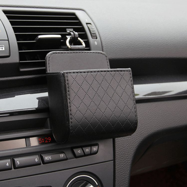 Suporte de couro para celular e porta-utensílios para carro - Rede Canan