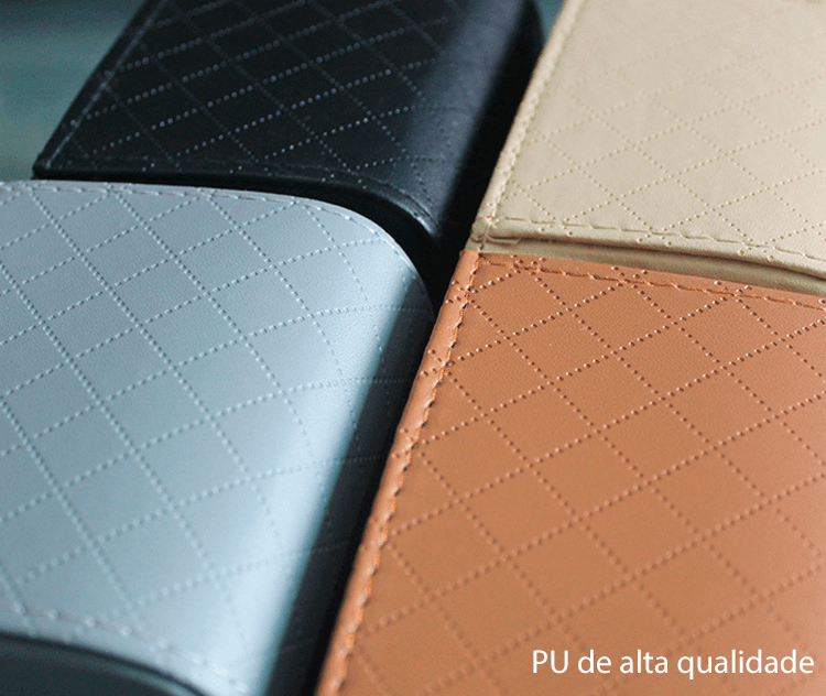 Suporte de couro para celular e porta-utensílios para carro - Rede Canan