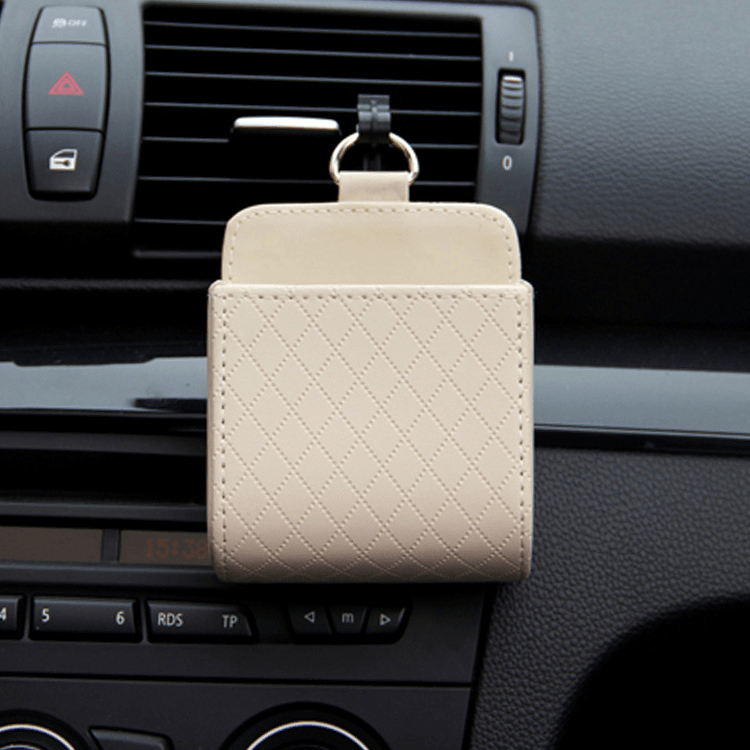 Suporte de couro para celular e porta-utensílios para carro - Rede Canan