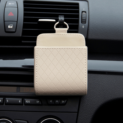 Suporte de couro para celular e porta-utensílios para carro - Rede Canan