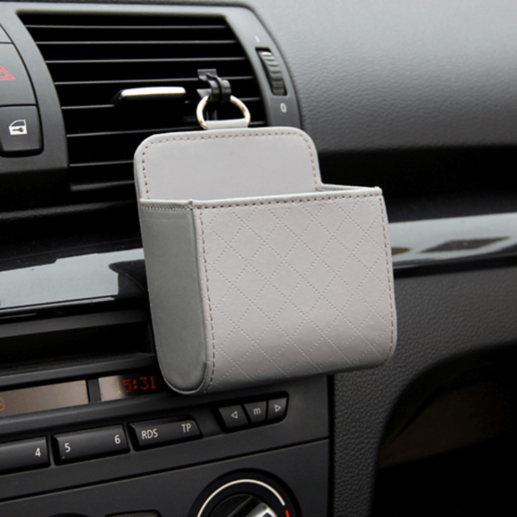 Suporte de couro para celular e porta-utensílios para carro - Rede Canan