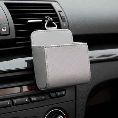 Suporte de couro para celular e porta-utensílios para carro - Rede Canan